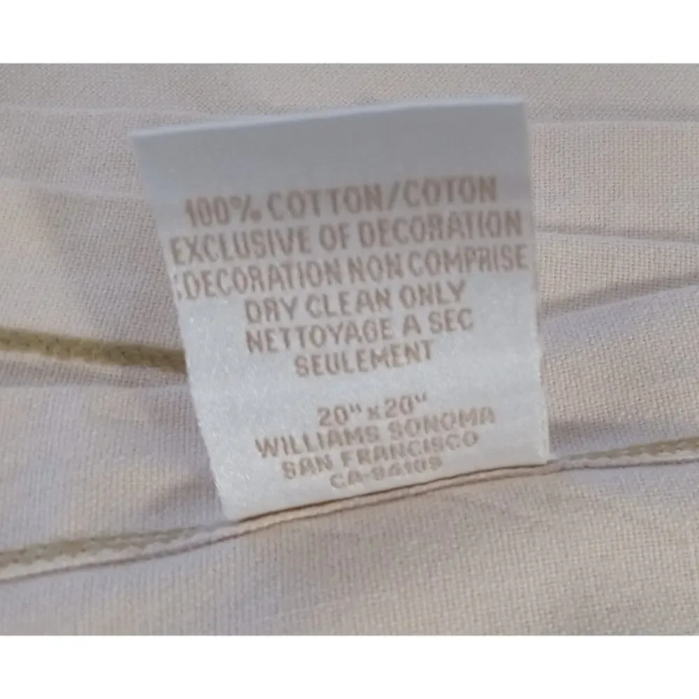 Williams Sonoma Leaf Applique Dinner Napkins Cotton Cream Autumn Fall